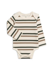 Organic River Bodysuit - Trevor Stripe/Pine + Taupe