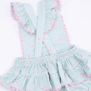 Ruffle Ric-Rac Sunsuit - Tiny Cherry Stripe