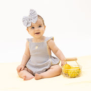 Ruffle Ric-Rac Sunsuit - Micro Gingham Blue Blizzard