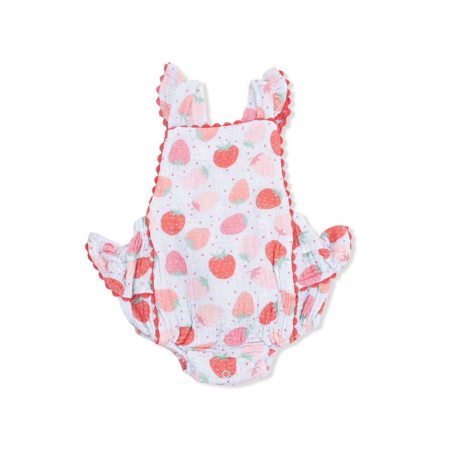Ruffle Ric-Rac Sunsuit - Strawberry Bliss