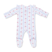 Bamboo Ruffle Sleeve Zipper Footie - Anna Floral Stripe