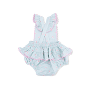 Ruffle Ric-Rac Sunsuit - Tiny Cherry Stripe