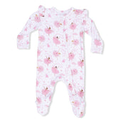 Bamboo Ruffle Sleeve Zipper Footie - Ribbon Ballerinas