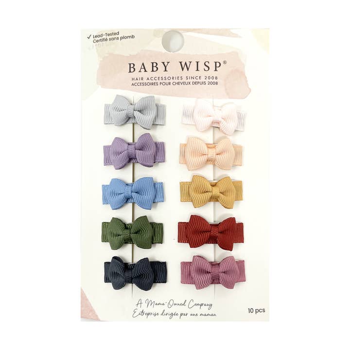 10-Piece Tiny Tuxedo Snap Hair Bows - Tomorrow