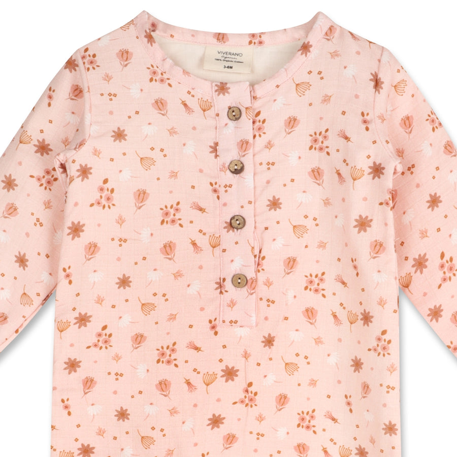 Long Sleeve Jumpsuit - Pink Floral