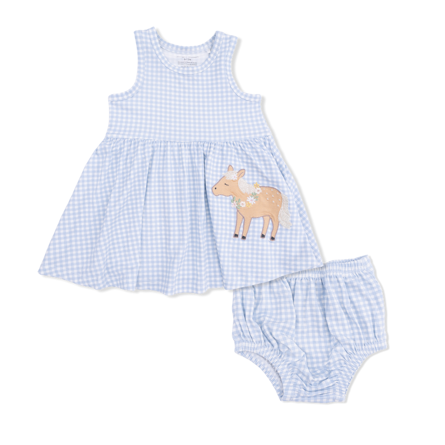 Tank Dress with Bloomer - Cute Farm Animals with Applique