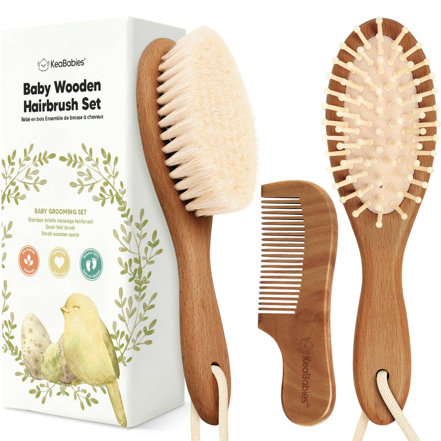 Baby Hair Brush and Comb Set - Dark Walnut
