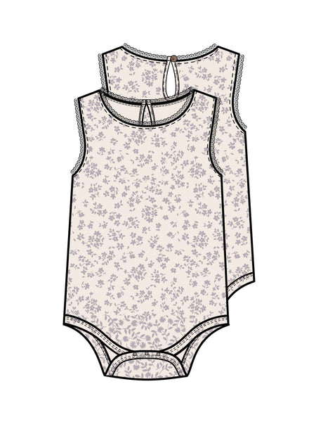 Organic Luna Lace Bodysuit - Maria Floral / Lilla
