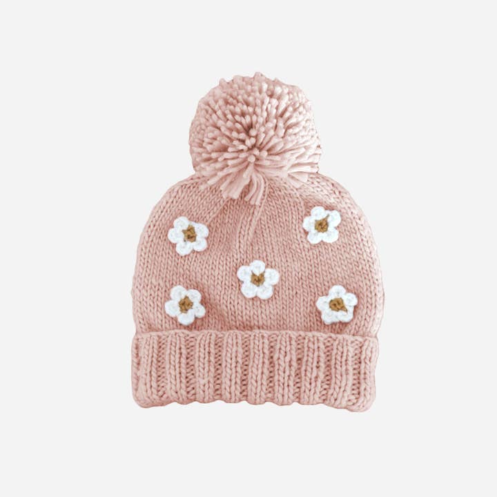 Knit Flower Hat - Blush