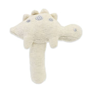 Organic Stuffed Baby Stick Rattle - Dino