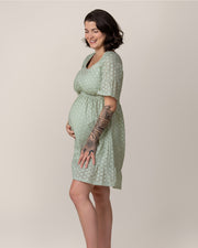 Dahlia Eyelet Maternity & Nursing Dress - Aqua Mist