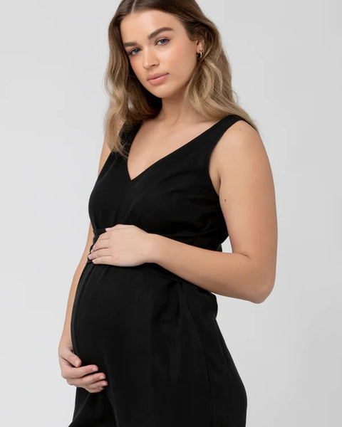 Naomi Tencel Maternity Jumpsuit - Black