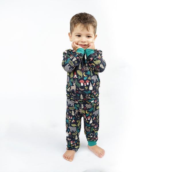 Bamboo Two Piece Long Sleeve Pajamas - Night Forest