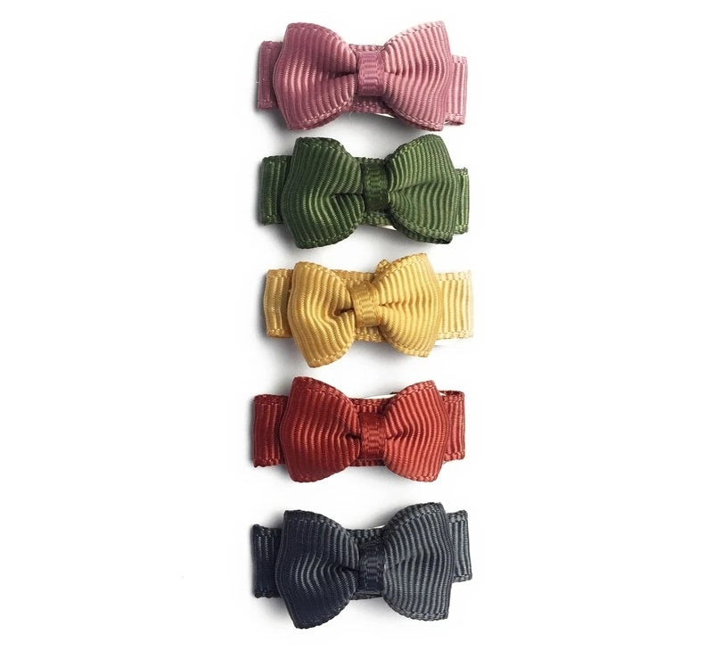 5-Piece Tiny Tuxedo Snap Hair Bows - Various Colors