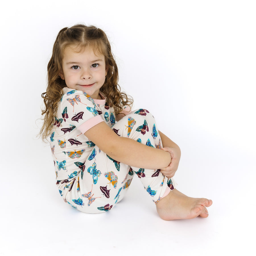 Bamboo Two Piece Short Sleeve Pajamas - Wings of Paradise Butterflies