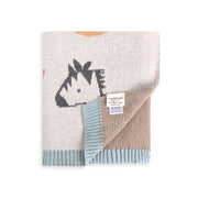 Organic Jacquard Sweater Knit Baby Blanket - Alphabet Blue