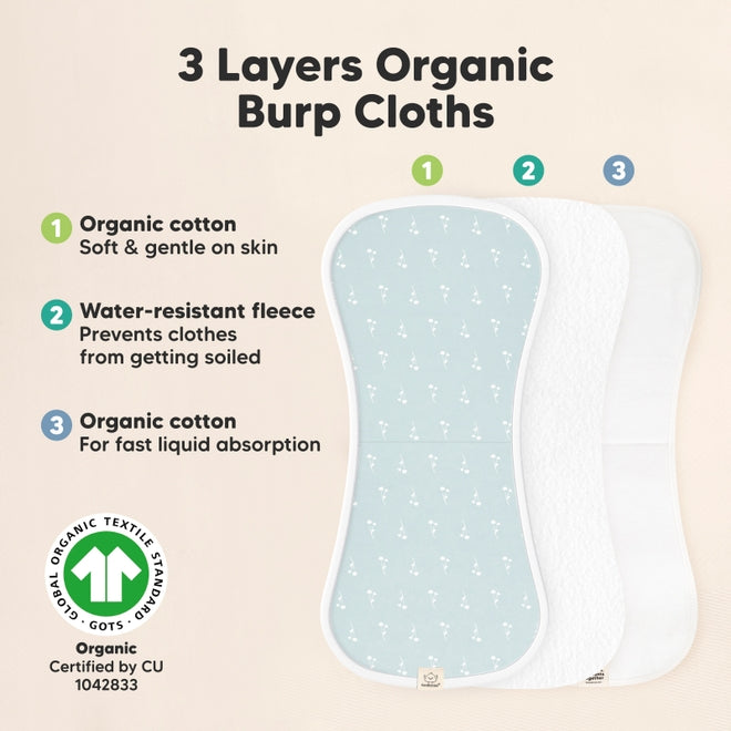 Organic Burp Cloths Blooms - Set of 5