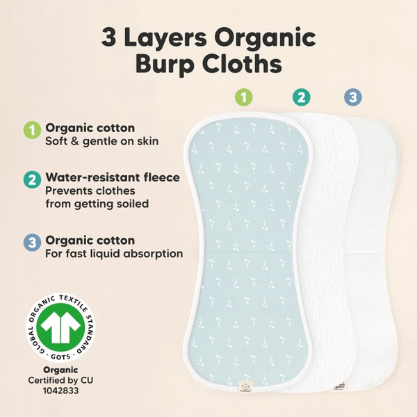 Organic Burp Cloths Blooms - Set of 5