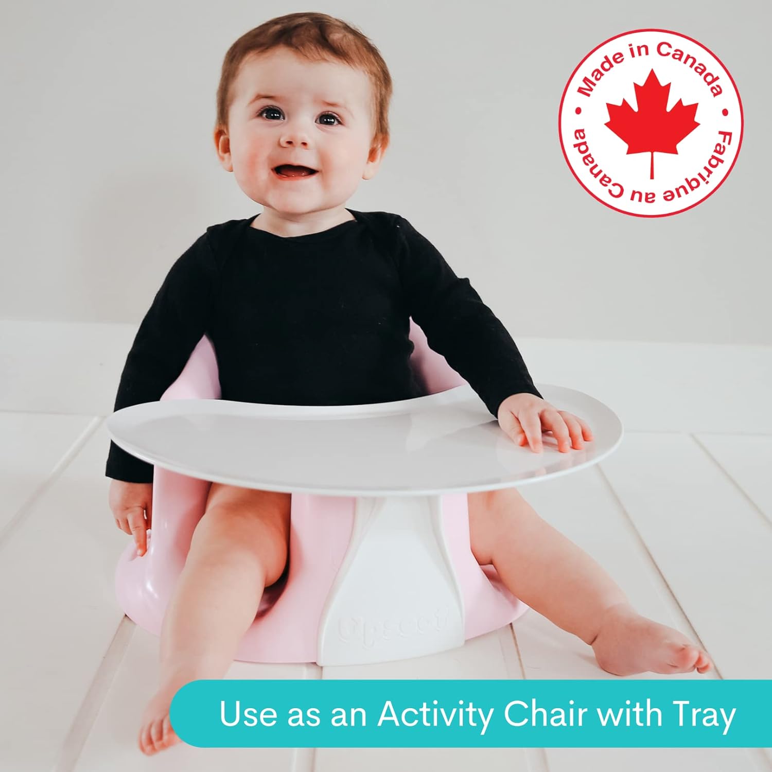 Upseat Baby Floor and Booster Seat with Tray - Pink