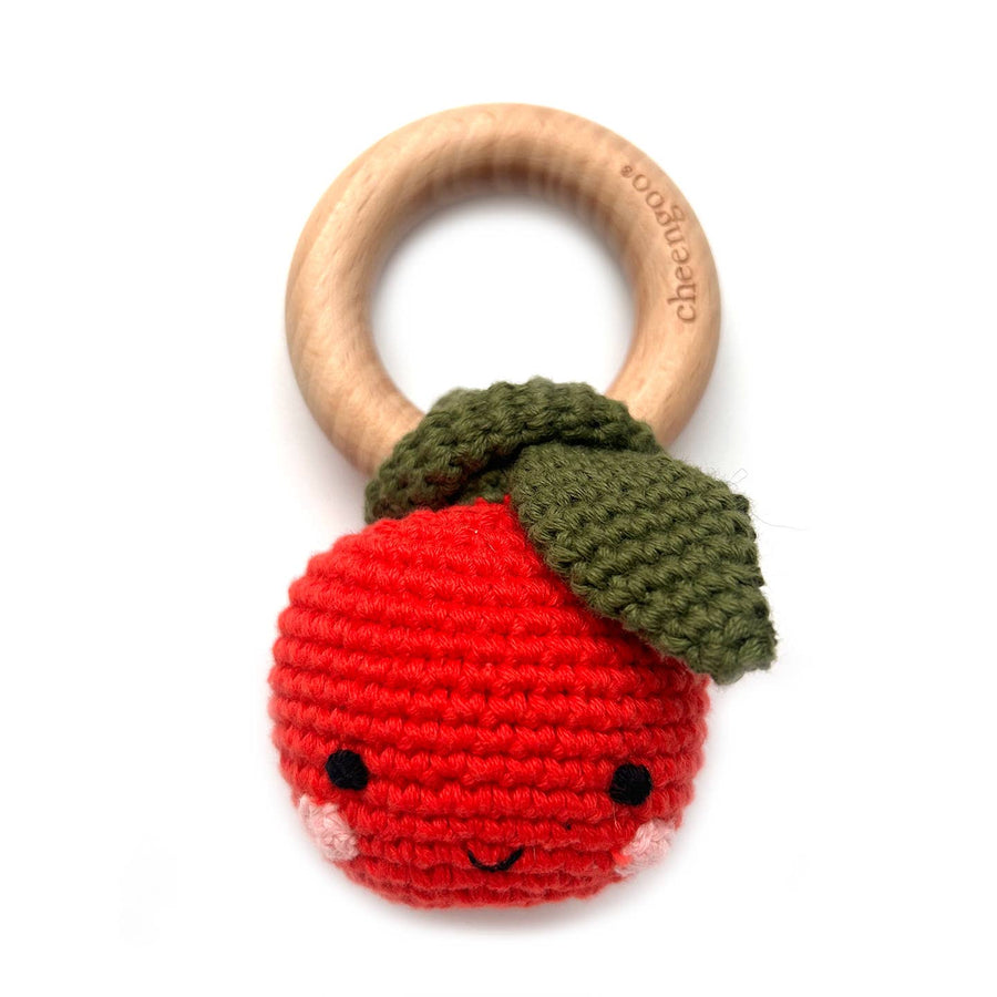 Hand Crocheted Teething Rattle - Apple
