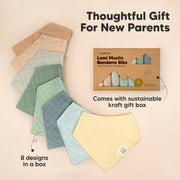 8 Pack Lumi Organic Cotton Muslin Bandana Bibs - Mirage