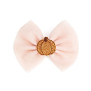 Tulle Bow Clip - Pumpkin
