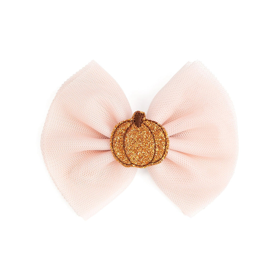 Tulle Bow Clip - Pumpkin