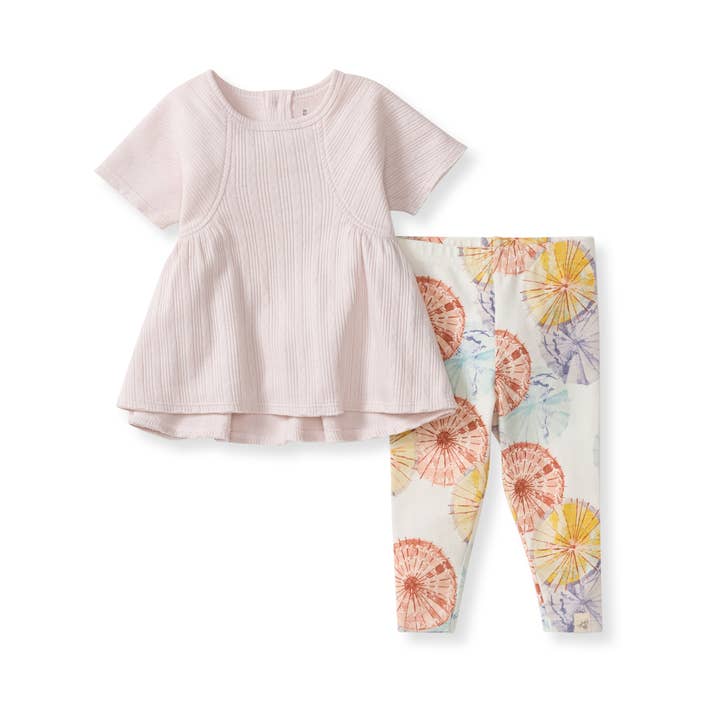 Organic Cotton Parasols Tunic & Legging Set - Eggshell