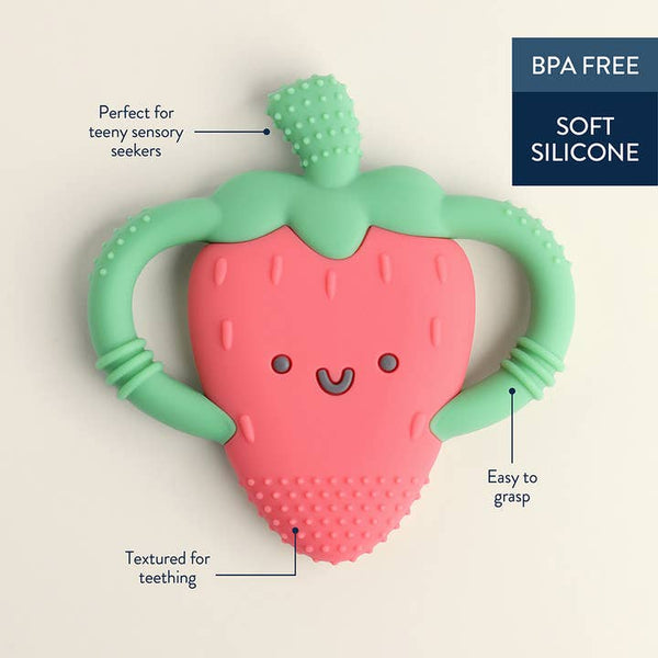 Chew Crew Silicone Teether - Strawberry