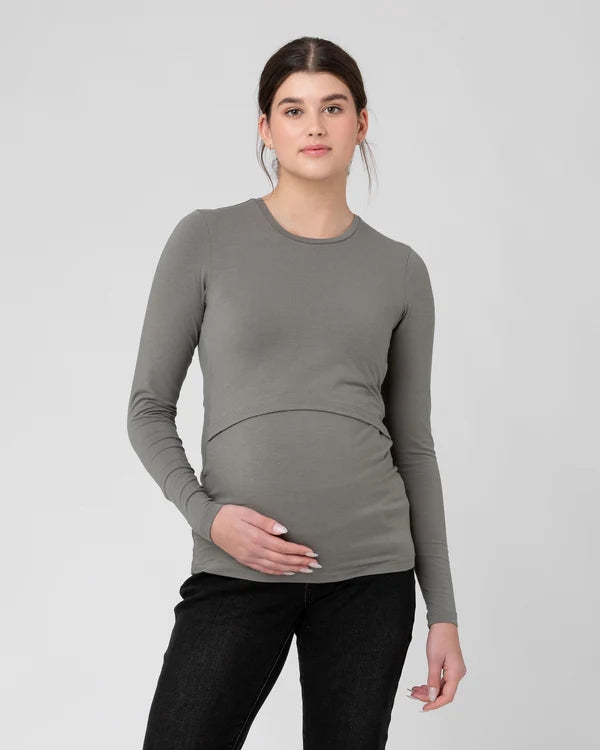 Organic Cotton Nursing Top - Moss
