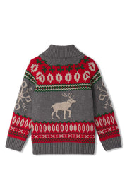Winter Elk Shawl Collar Cardigan - Athletic Grey Melange