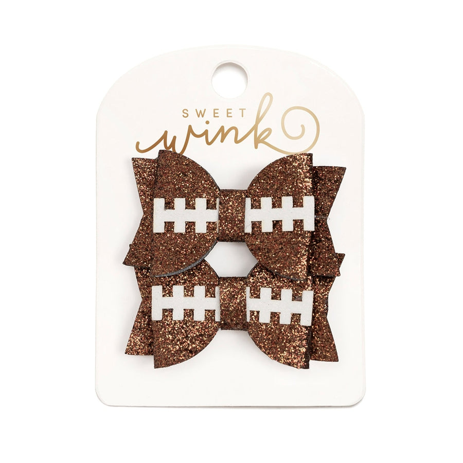 Glitter Bow Clip Set - Football Game Day