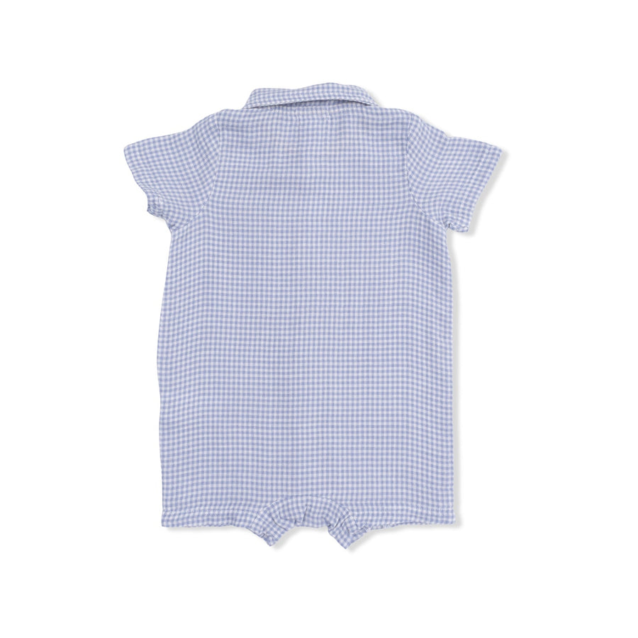 Polo Shortie - Micro Gingham Blue Blizzard