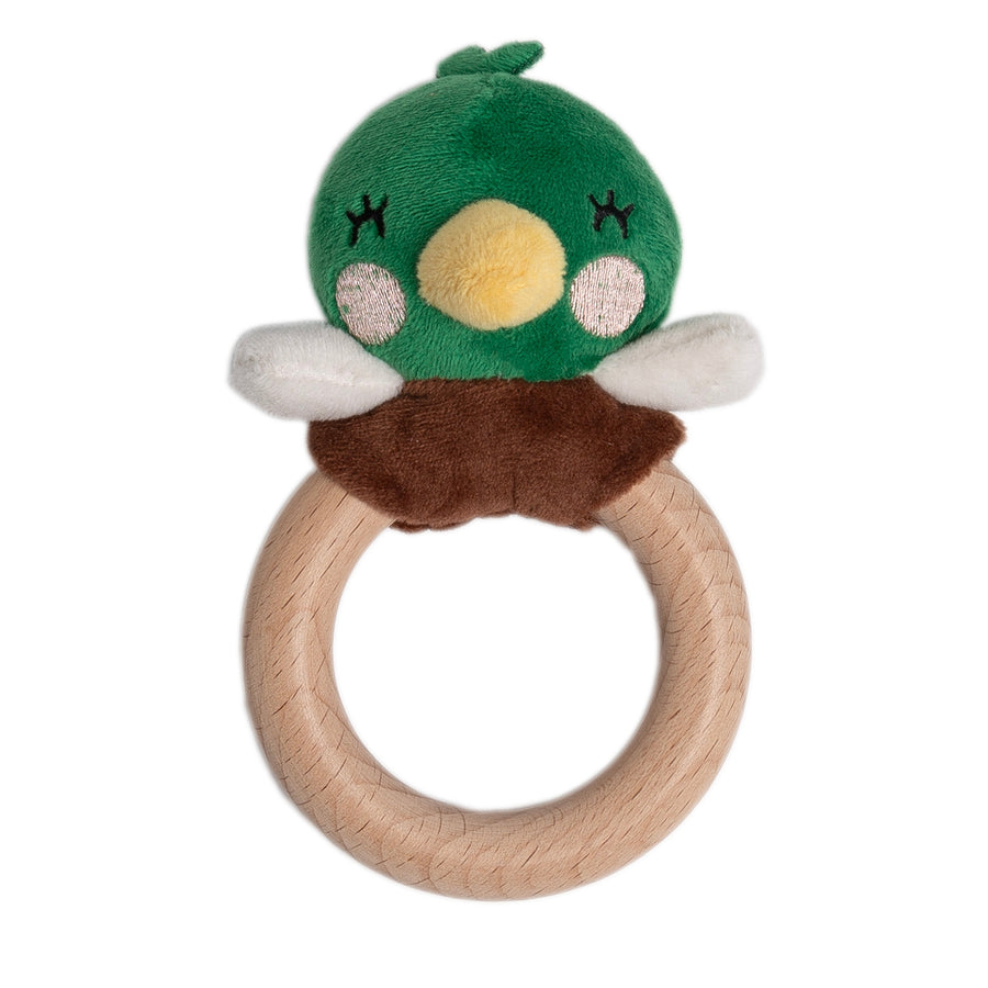 Mallard Duck Wooden & Plush Teether