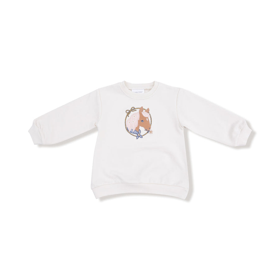 Oversized Puff Sleeve Sweatshirt and Leggings - Country Calico - Horse Cameo