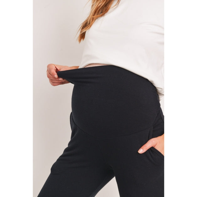 Straight Leg Maternity Terry Lounge Pants - Black