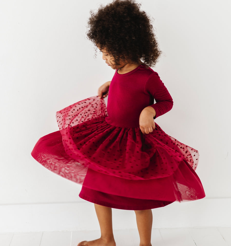 Velvet Heart + Tulle Dress - Ruby