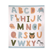 Organic Jacquard Sweater Knit Baby Blanket - Alphabet Blue