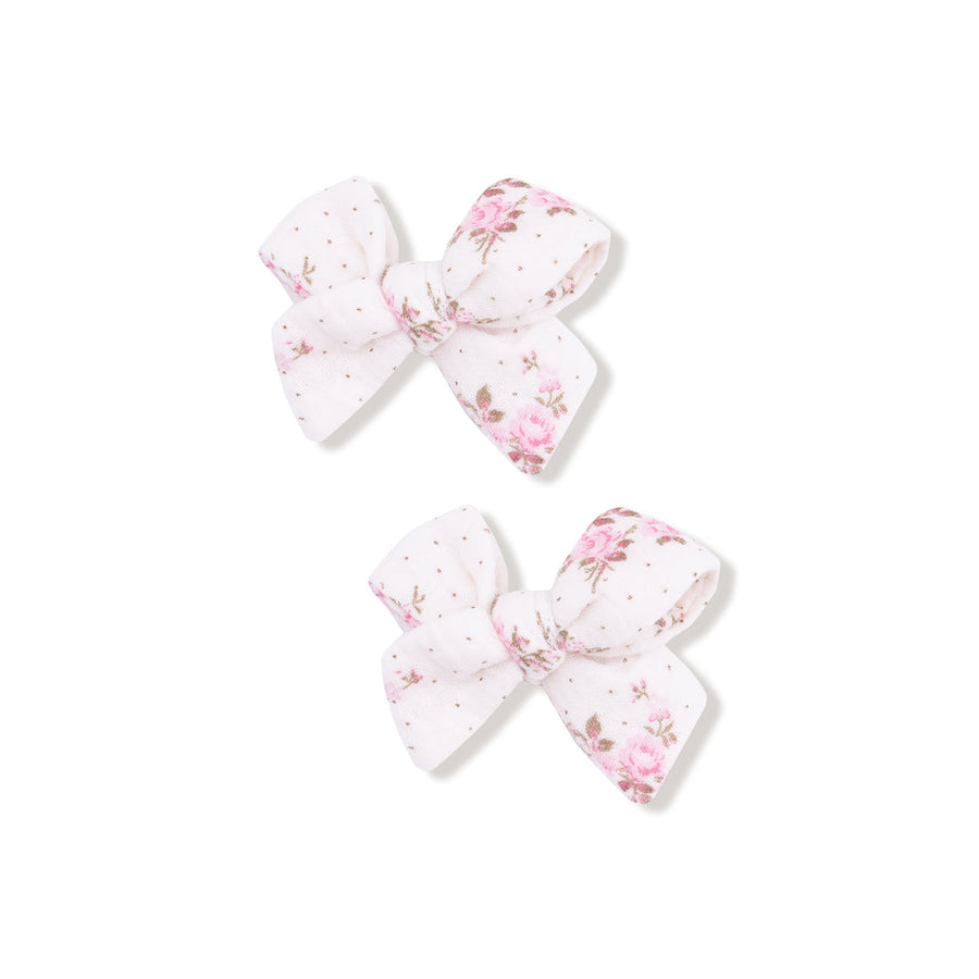 Bow Hair Clips (Set of 2) - Belle Rosette Dot