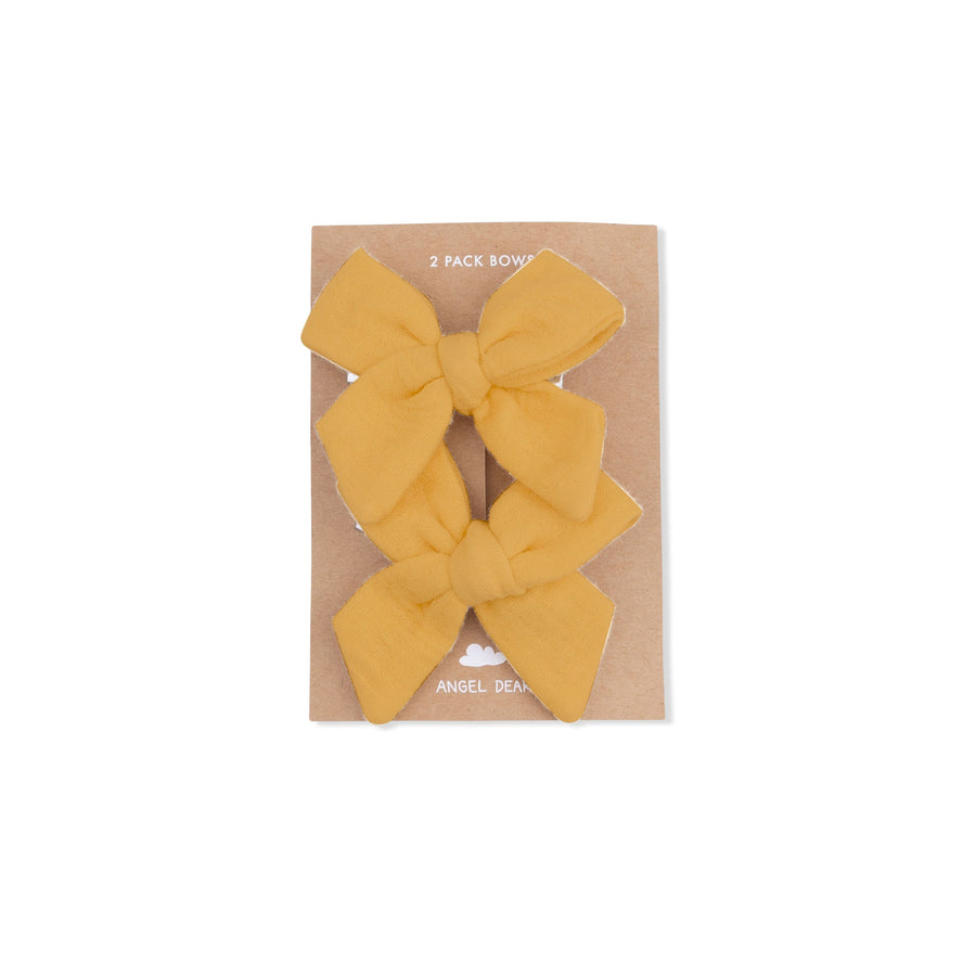 Bow Hair Clips (Set of 2) - Muslin Sunflower