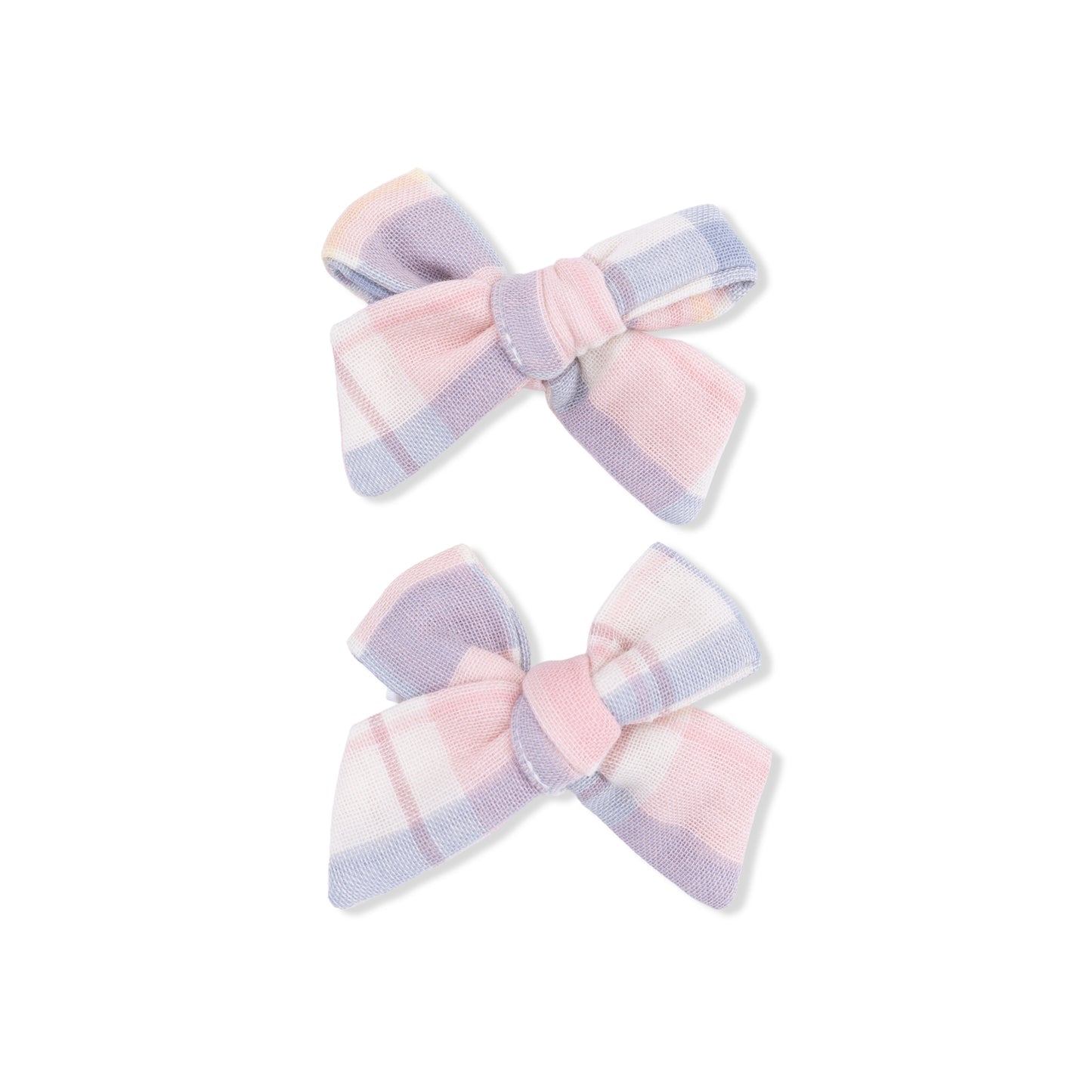 Bow Hair Clips (Set of 2) -Dusty Plaid