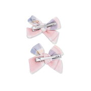 Bow Hair Clips (Set of 2) -Dusty Plaid