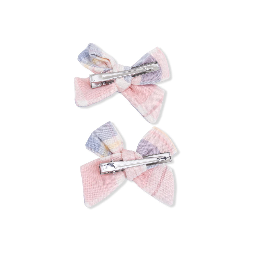 Bow Hair Clips (Set of 2) -Dusty Plaid