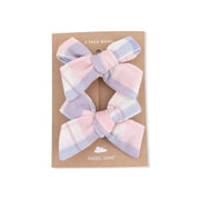 Bow Hair Clips (Set of 2) -Dusty Plaid