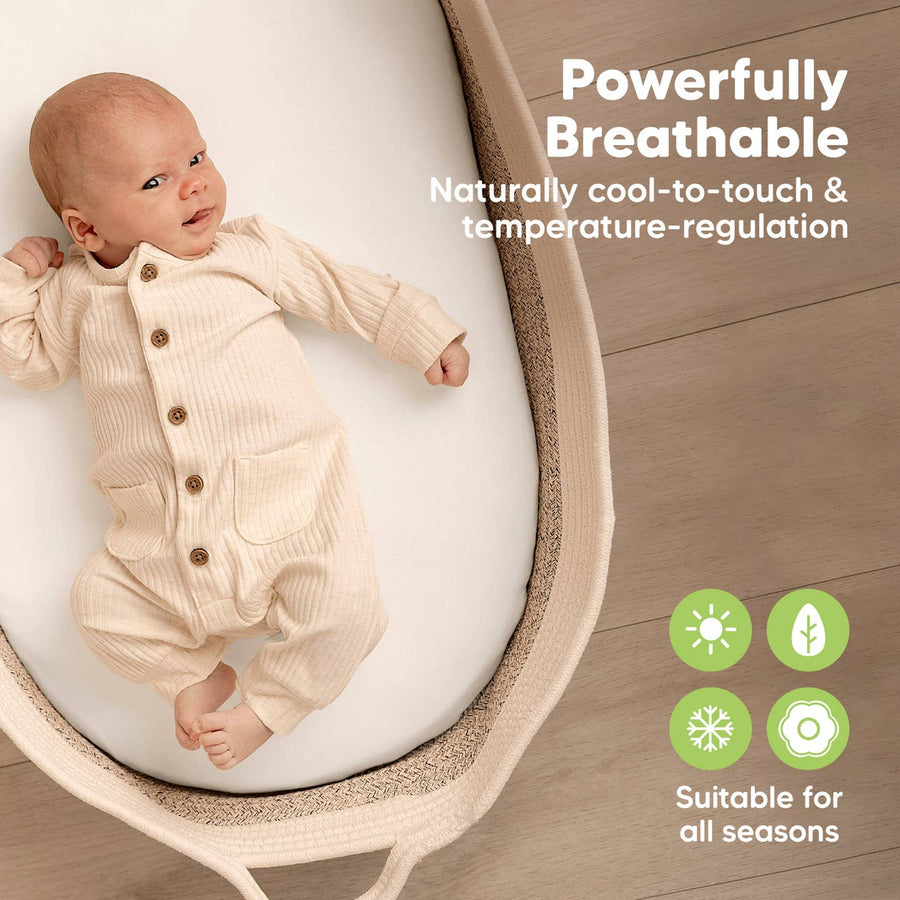 Isla Bassinet Mattress Sheets - Soft White