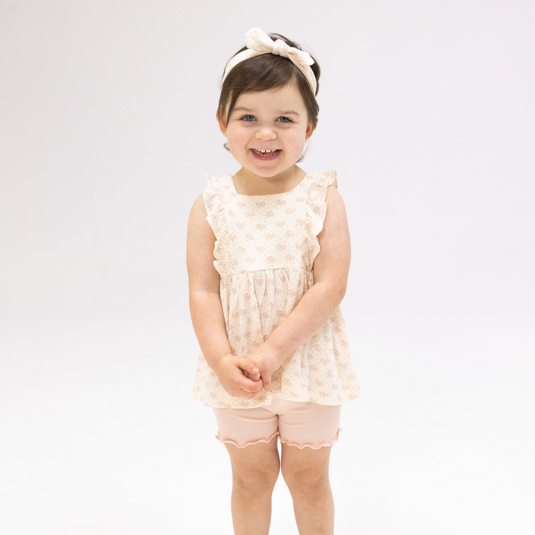 Square Neck Ruffle Tank and Bike Short - Vintage Mini Bow