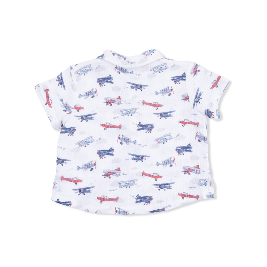 Polo Button Up with Everyday Shorts - Vintage Planes