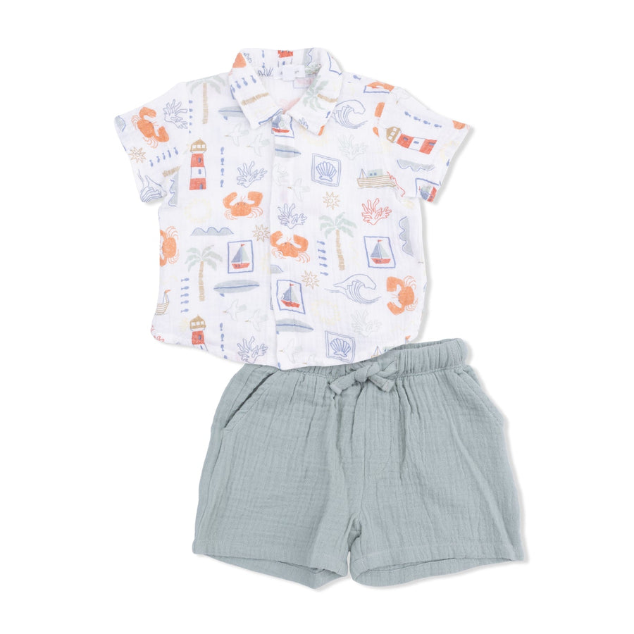 Polo Button Up with Everyday Shorts - Club Mediterranean