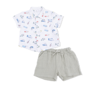 Polo Button Up with Everyday Shorts - Fishing Lures