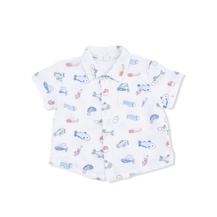 Polo Button Up with Everyday Shorts - Fishing Lures